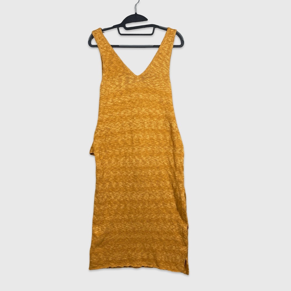 Free People Beach Knit Midi Dress Womens Small Mustard Yellow Boho Beachy Summer